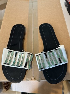 Christian Dior Diorevolution Turquoise Inlay Logo Leather Sandals 38 Us Size 7