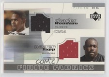 2004 Upper Deck Finite HG Fabrics Doubles Charles Woodson Warren Sapp HOF 0y6s