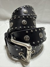 Men's Jack Daniel's Old No7 Brand Black Belt Silver Brand Medallions/Studs Sz.42