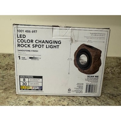 Hampton Bay Solar LED Rock Spot Light   Color Changing Sandstone   As-Is
