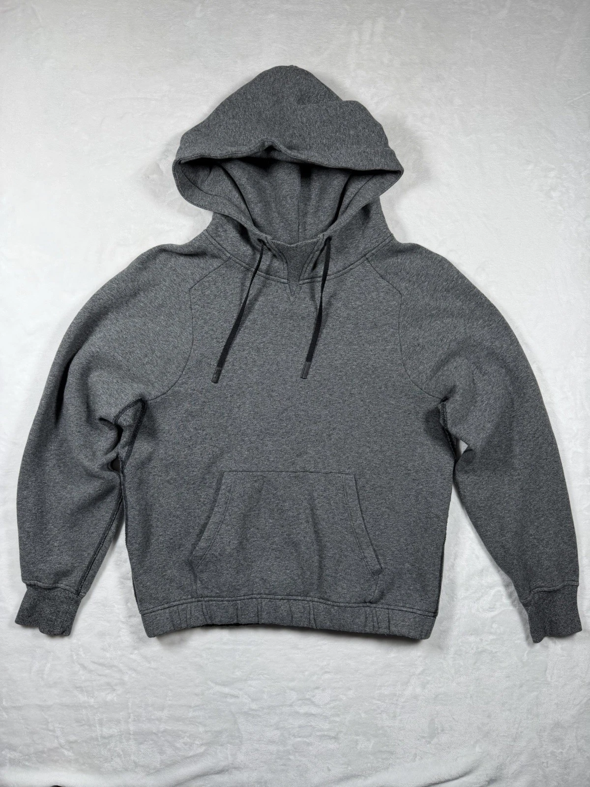 Lululemon Hoodie Womens 6 Gray Pullover Drawstring Sweatshirt Pocket Logo