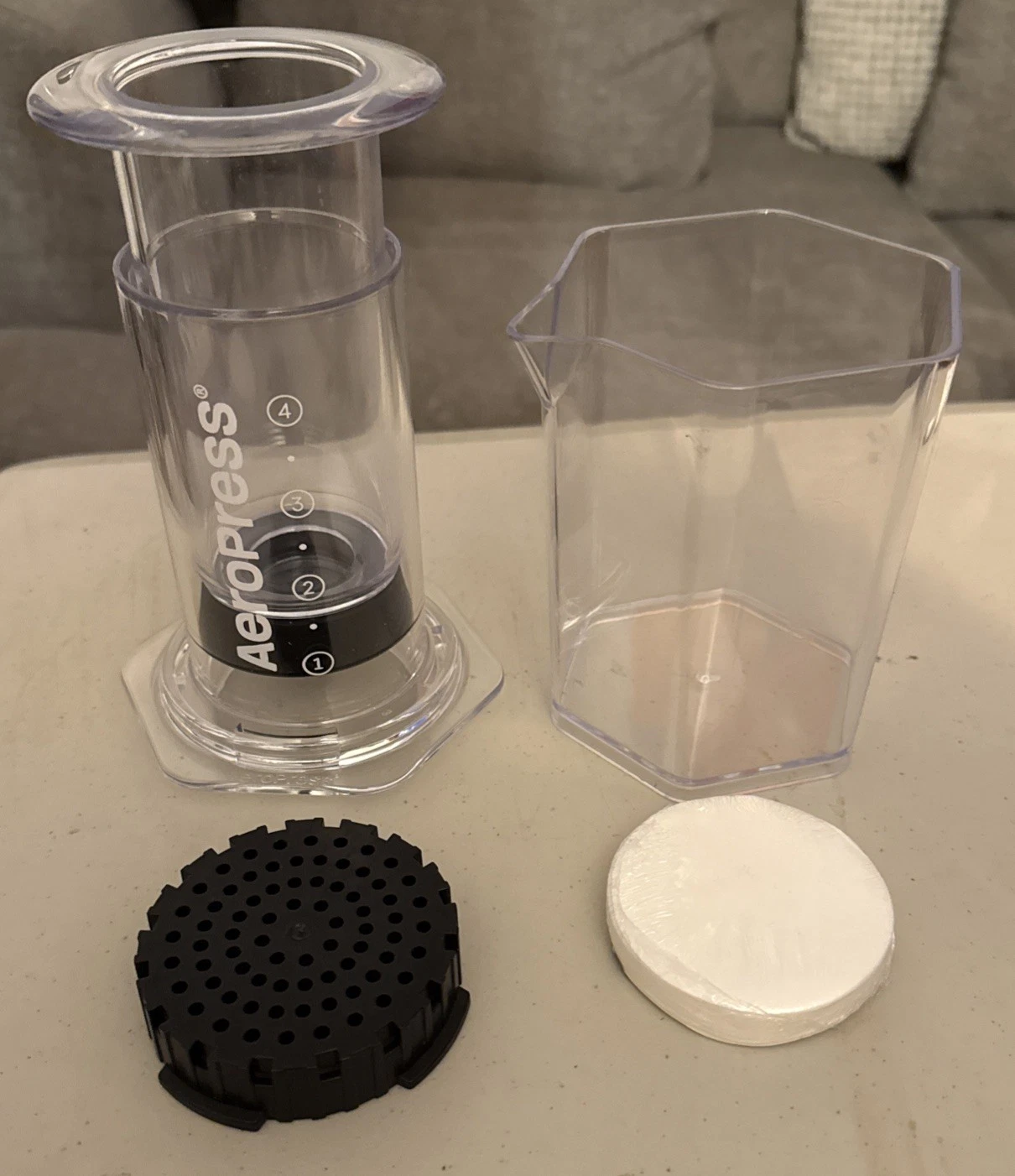 AeroPress Clear Coffee Maker +Filters +Carafe /For Parts Only. Read Description
