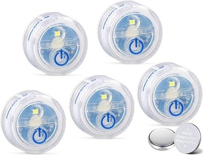 LUXPRO Waterproof Micro LED Puck Lights - Adhesive Under Cabinet Light - 5 Pack