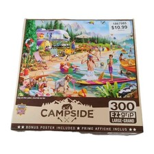 Master Pieces Day at the Lake Campside 300 Large Pc Puzzle With Bonus Poster