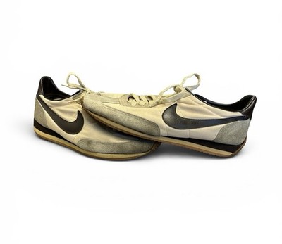 Vintage Nike Oceania Brown Swoosh Cream Canvas Gray Suede Running Shoes Men s 12
