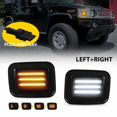 Front Bumper LED Side Marker Indicator Blinker Light For Hummer H2 SUT 2005-2009
