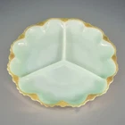 Vintage Anchor Hocking White Milk Glass Divided Relish Tray With Gold Trim