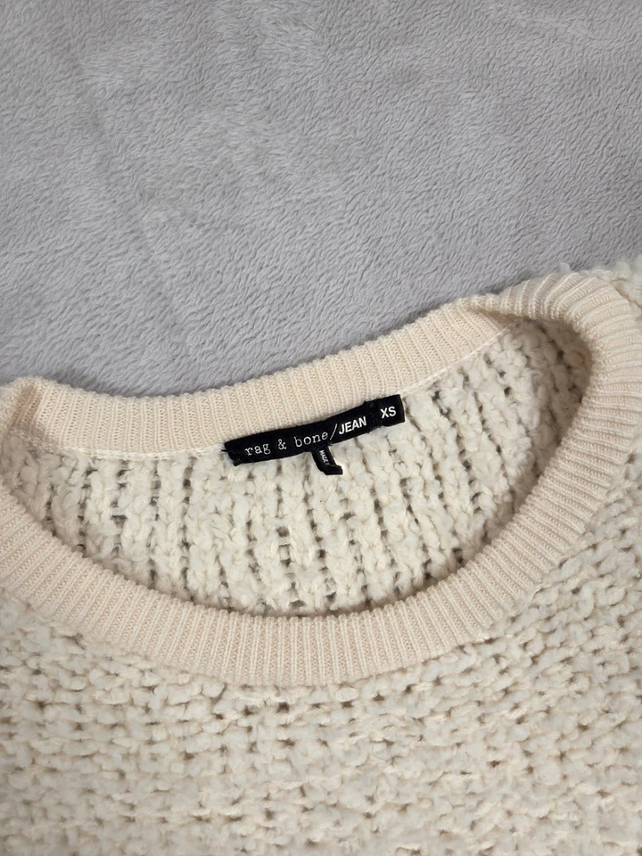 Suéter feminino texturizado mistura de lã Sherpa pano e osso XS - Imagem 3 de 4