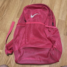 Nike Pink Mesh Polyester Unisex Kids Backpack Zip, Adjustable Straps, Pockets