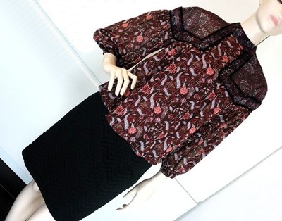 ZARA Damen Bluse Shirt Tunika Blogger Chiffonbluse Transparent Boho Trend Gr XS