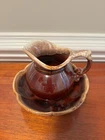 (53) McCoy Brown Drip Pottery Pitcher and Bowl Basin 7528 Vintage (2 pieces)