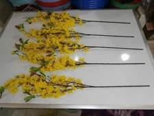 Lot of 5 Sticks Plastic Artificial Yellow Apricot Flower (HOA Mai)