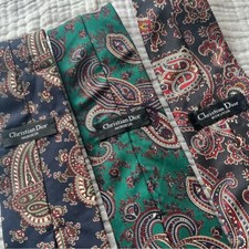 CHRISTIAN DIOR 100% silk neckties Lot of 3 men's vintage paisley
