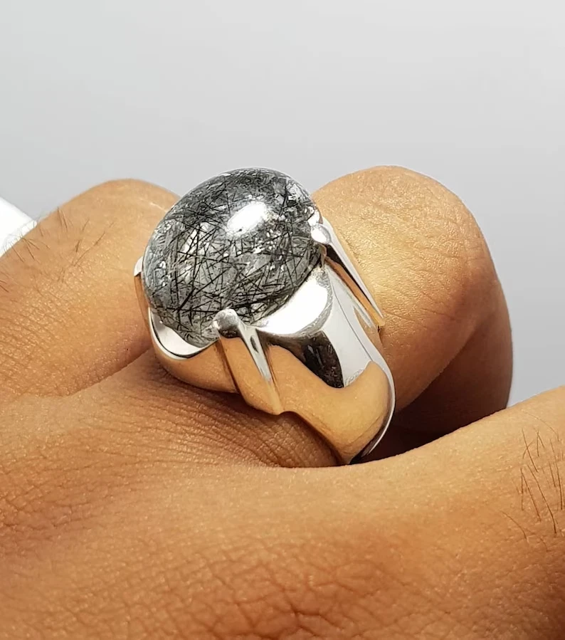 Anillo de piedra natural Dur Al Najaf anillo Dur e Najaf anillos chiítas piedra Najaf blanco  Foto 2 de 4