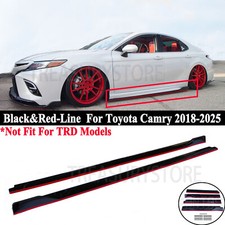 For Toyota Camry XSE XLE 18-2025 V Style Gloss Red-line Side Skirt Extension Lip