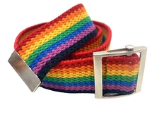 RAINBOW 1980'S Canvas Web ADJ. Belt striped vtg retro