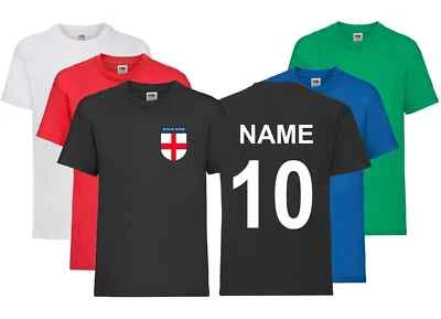 NOVA England Fußball personalisiertes Kinder T-Shirt Jungen Mädchen Name Alter Retro Geschenk Tee