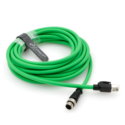 M12 4 Pin Male D-Code to RJ45 Cat5e Cable High Flexible for Industrial Camera
