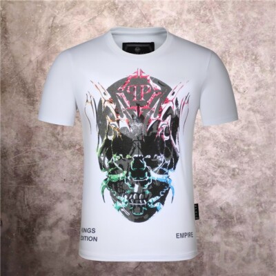 PHILIPP PLEIN T-shirt Round Neck SS PP Glass Schwarz/Weiß Size Medium