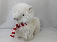 Joann Store Llama Alpaca Plush 13 Inch Cream Red Stripe Scarf Stuffed Animal Toy