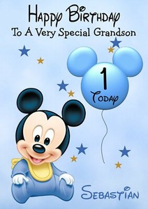 Personalised Birthday Card Mickey Mouse Baby Any Name Any Age Ebay