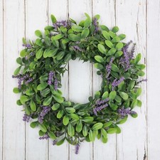 Artificial Lavender Wreath with Green Leaf for Garden Window Decoration