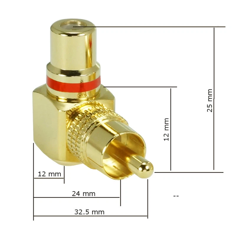 2 x Premium Cinch Winkel-Adapter | Cinch-Stecker auf Cinch-Kupplung - Bild 2 von 2