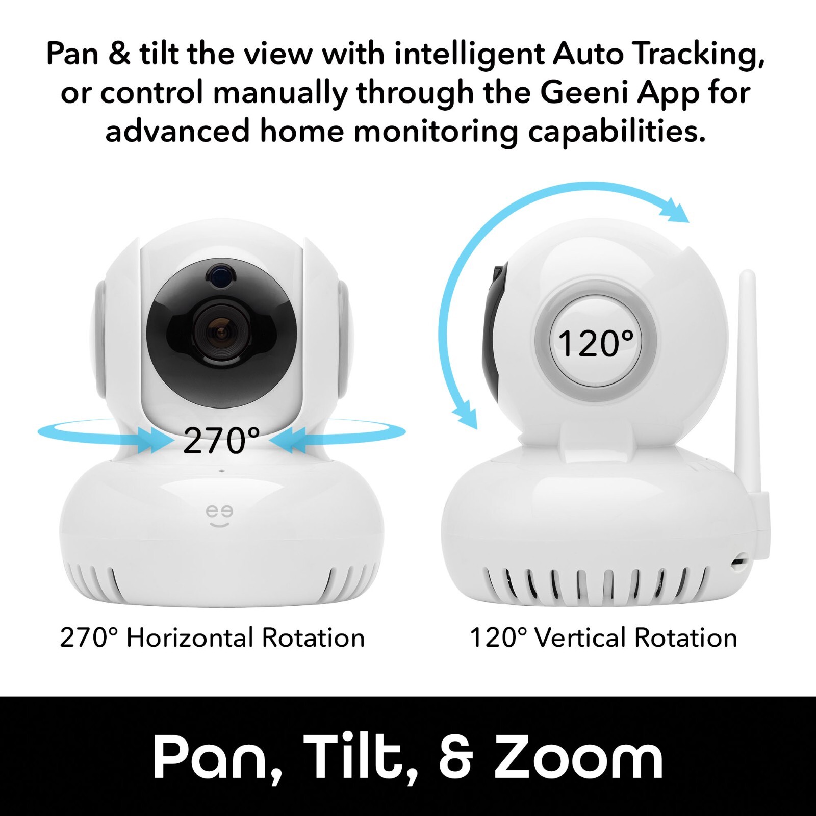 Geeni Sentinel 1080p HD Pan & Tilt Baby Pet Security Smart Indoor Camera (White)
