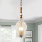 rosysky 3 Light Glass Pendant Light,Vintage Gold Farmhouse Pendant Light — photo 1