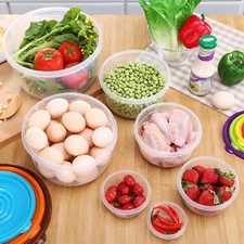 Round Prep Mixing Salad Bowls with Airtight Lids Plastic Nesting Serving 7Pcs