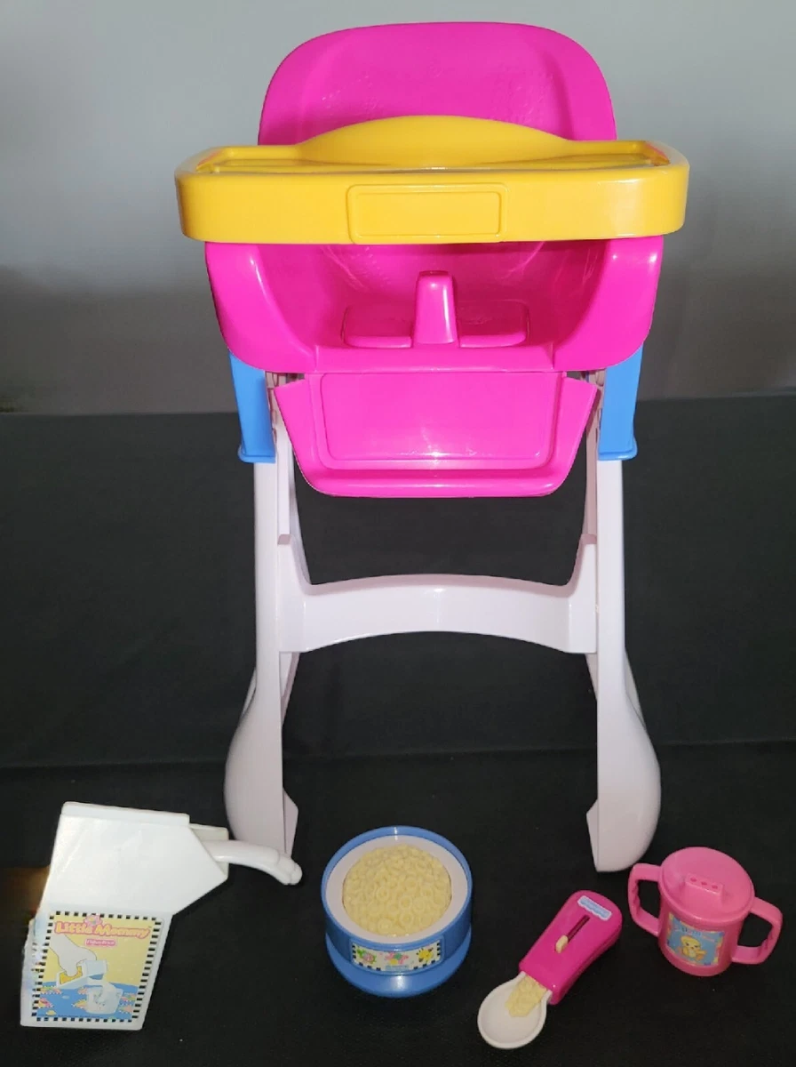 Fisher Price Little Mommy Baby Doll High Chair Milk Food Cereal