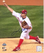 Joe Blanton Philadelphia Phillies 2008 World Series Auto 8x10 Photo with COA
