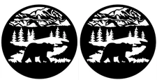 Bear Paw Mountain Forest TWO Black Vinyl Decals Car Truck Window Laptop Notebook