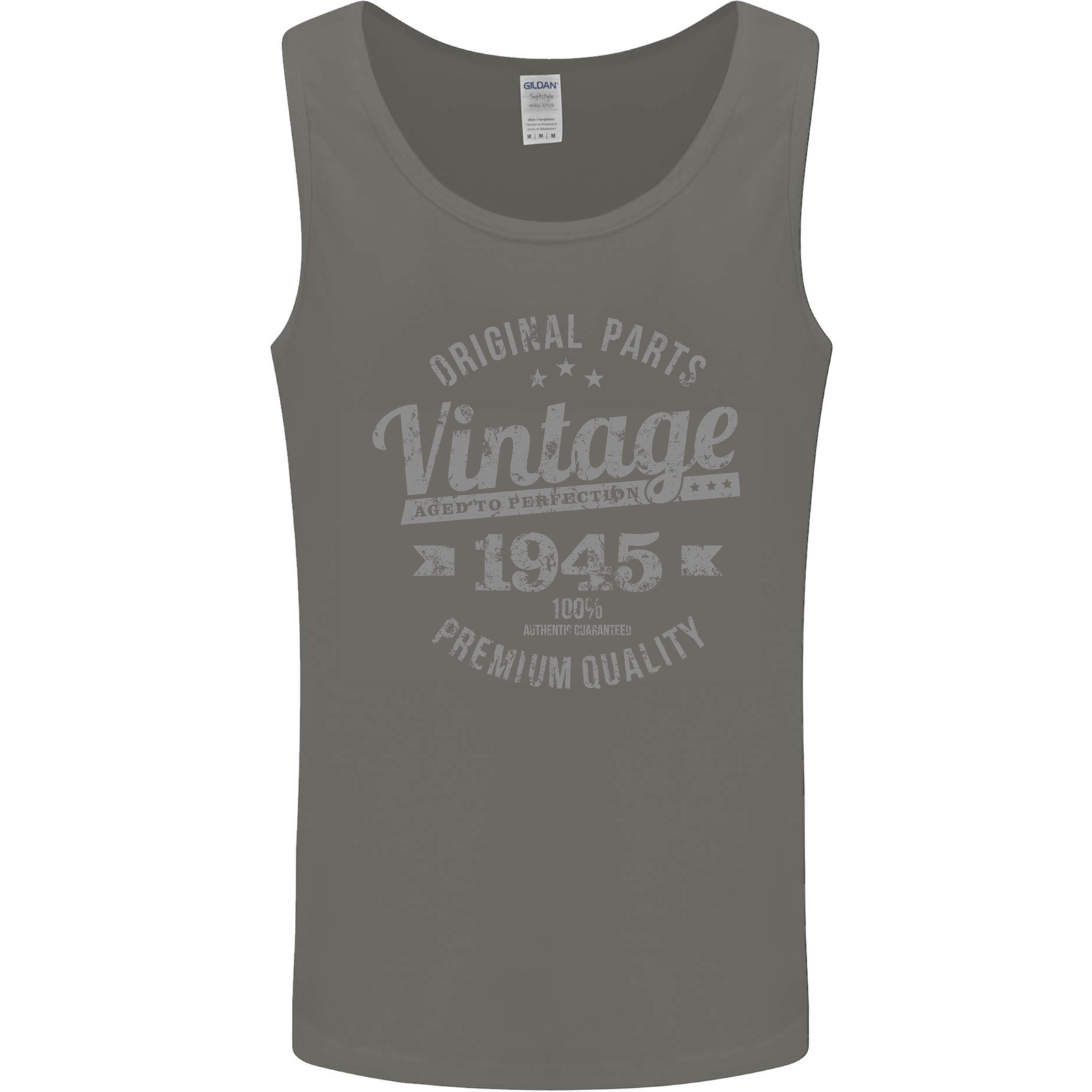 Vintage Year 80th Birthday 1945 Mens Vest Tank Top Charcoal
