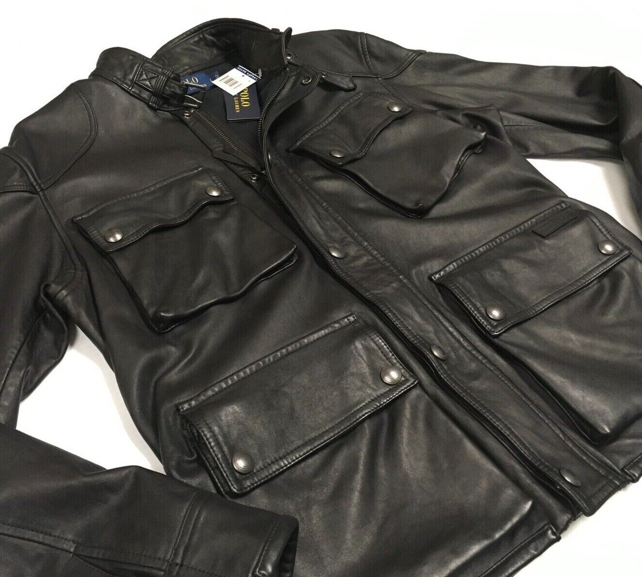 Polo Ralph Lauren 100% Lambskin Soft Leather Jacket English Moto Biker  Rider Men