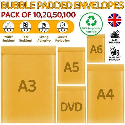 STRONG BUBBLE PADDED ENVELOPES MAIL BAGS POSTAL LITE MAILER SMALL LARGE UK STOCK