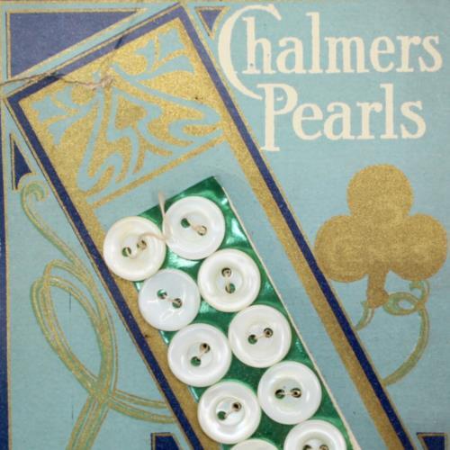 Vintage Sewing Supplies Mother of Pearl Buttons 1930s CHALMERS PEARLS White Sew