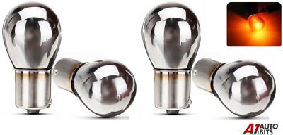 4x Heck Blinker-Lampen Chrom Silber Bernstein 581 Bau15s Py21w S25 12v