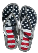 Capelli New York Patriot Trump American Flip Flops Silver Glitter Women Size 8