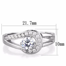 Womens 0.5 Ct Clear Round CZ Center Stainless Steel Wedding Anniversary Ring