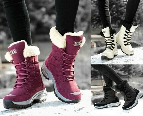 Snow Boots Mid calf Lace up Waterproof 