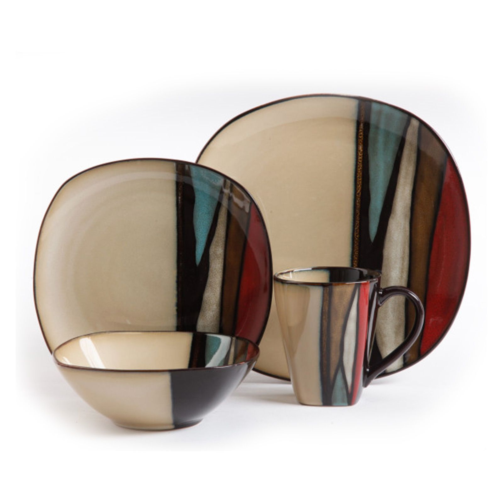 Набор керамической посуды Gibson Elite Althea из 16 предметов Красный 30390₽