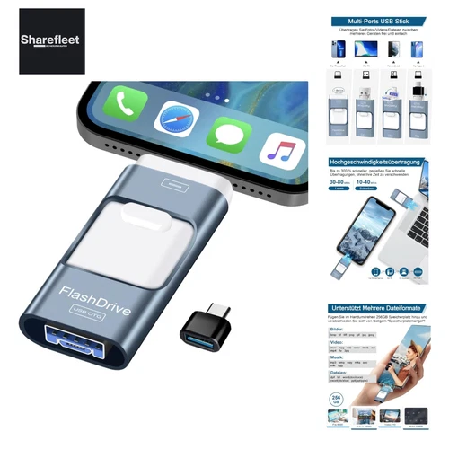 256GB USB Stick für Phone, Speicherstick Externer Speichererweiterung Fotosti...