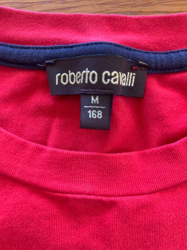 Roberto Cavalli Niños Grandes Adolescentes Rojo Azul Gris Camiseta Top Camiseta Logo Tigre Talla M Foto 4 de 4