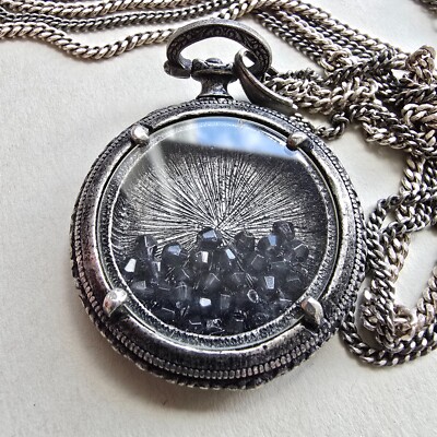 ATEMBERAUBENDE DAMEN ALL SAINTS VINTAGE TEHYA LANGE ANHÄNGER TASCHENUHR DUNKLE HALSKETTE