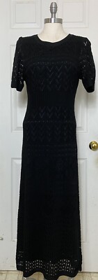 NWT Rachel Zoe Size M Black Open Knit Sweater Dress Short Sleeves Lined Maxi | eBay NWT Rachel Zoe Size M Black Open Knit Sweater Dress Short Sleeves Lined Maxi | eBay
