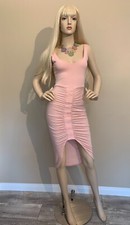 Barbiecore light pink cotton stretchy bodycon sleeveless dress 