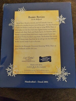 Hallmark Keepsake Ornament BARRY BONDS At The Ballpark 2004 NIB | eBay