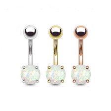 14 Gauge 3/8" 3 Pcs Synthetic Opal Glitterl Steel Belly Button Rings Navel B583