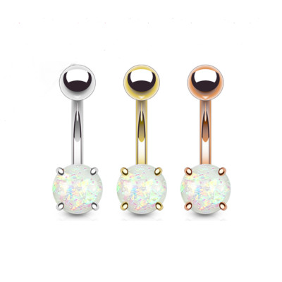 14 Gauge 3/8'' 3 Pcs Synthetic Opal Glitterl Steel Belly Button Rings Navel B583 